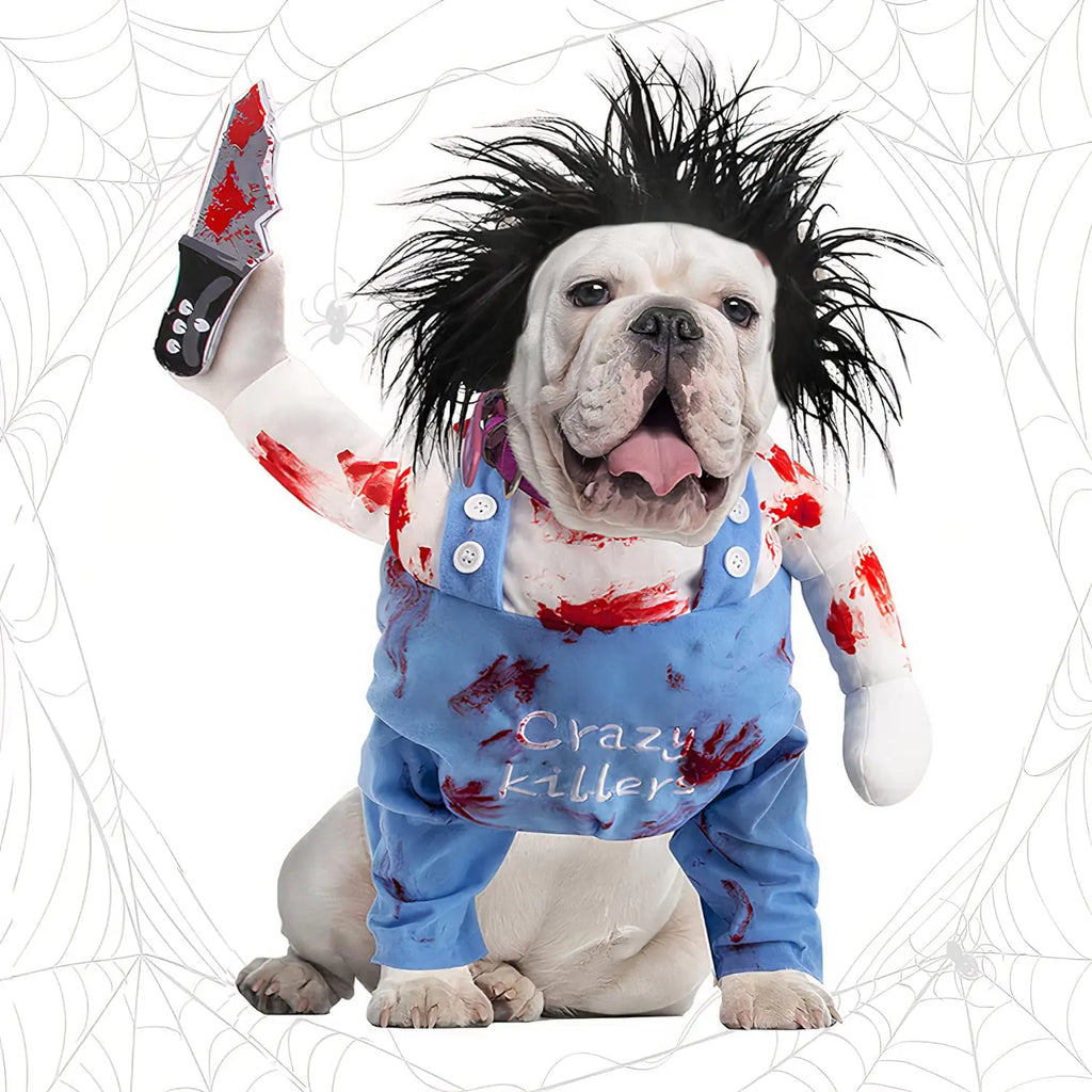 Halloween Deadly Dog Costume Scary Costumes for Pets Dog Cosplay Clothes Scary Funny Spooky Clothes for Dogs Cats Pets (Large)