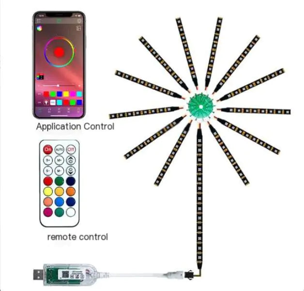LED Firework String Lights with Bluetooth Color Effects