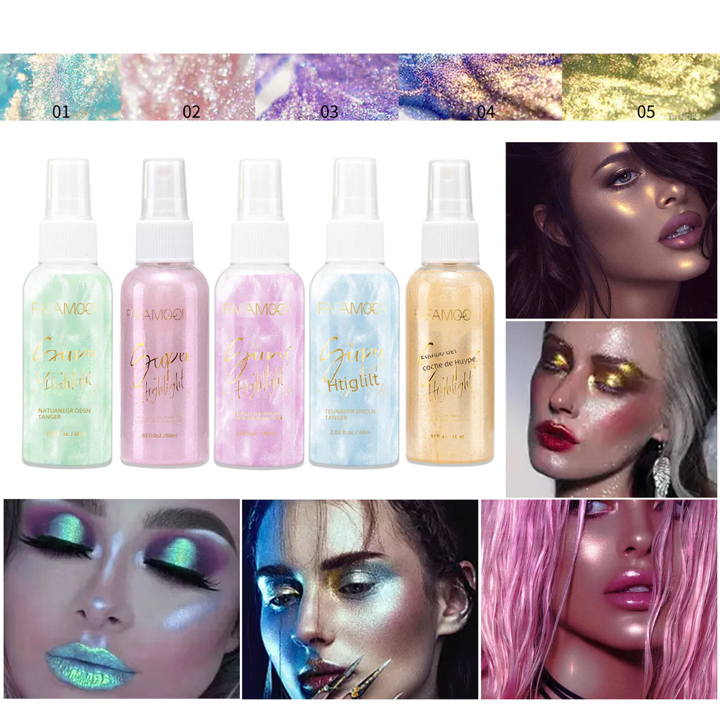 Body Highlighter Spray with Shimmering Color Effects
