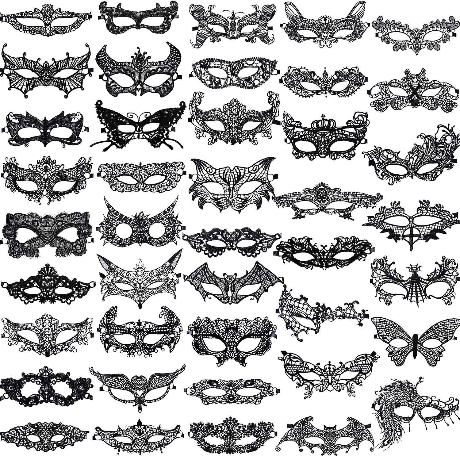 SIQUK 42 Pieces Masquerade Masks Black Lace Mask Women Party Ball Venetian Masks