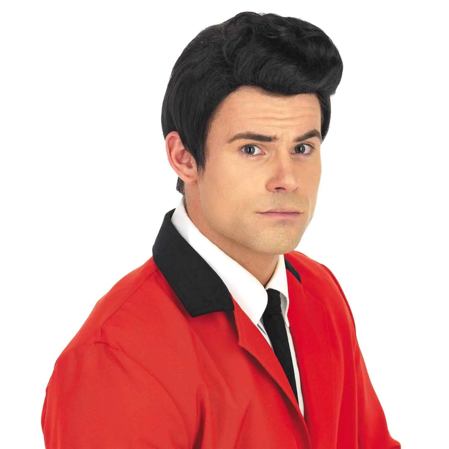 fun shack 50s Mens Wig Black Wig for Men 50s Sideburns Costume Black Wig Boy Mens 1950 Wig