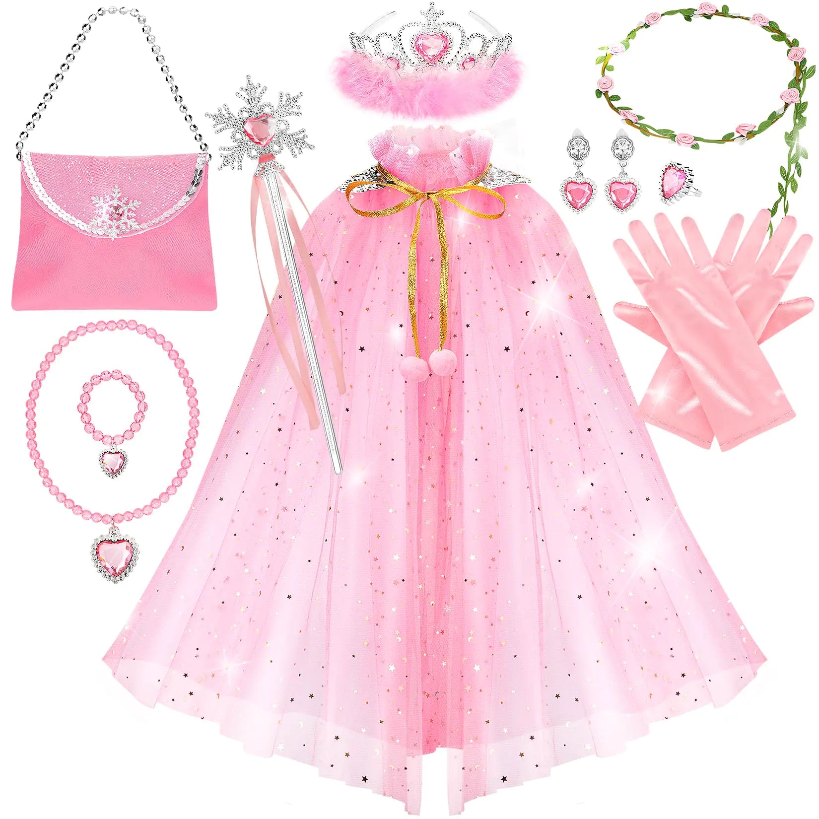 Fedio Princess Cape Set12Pcs Princess Dress up Clothes for Little Girl Princess Dresses for Girl 3-8 Years Birthday Gift