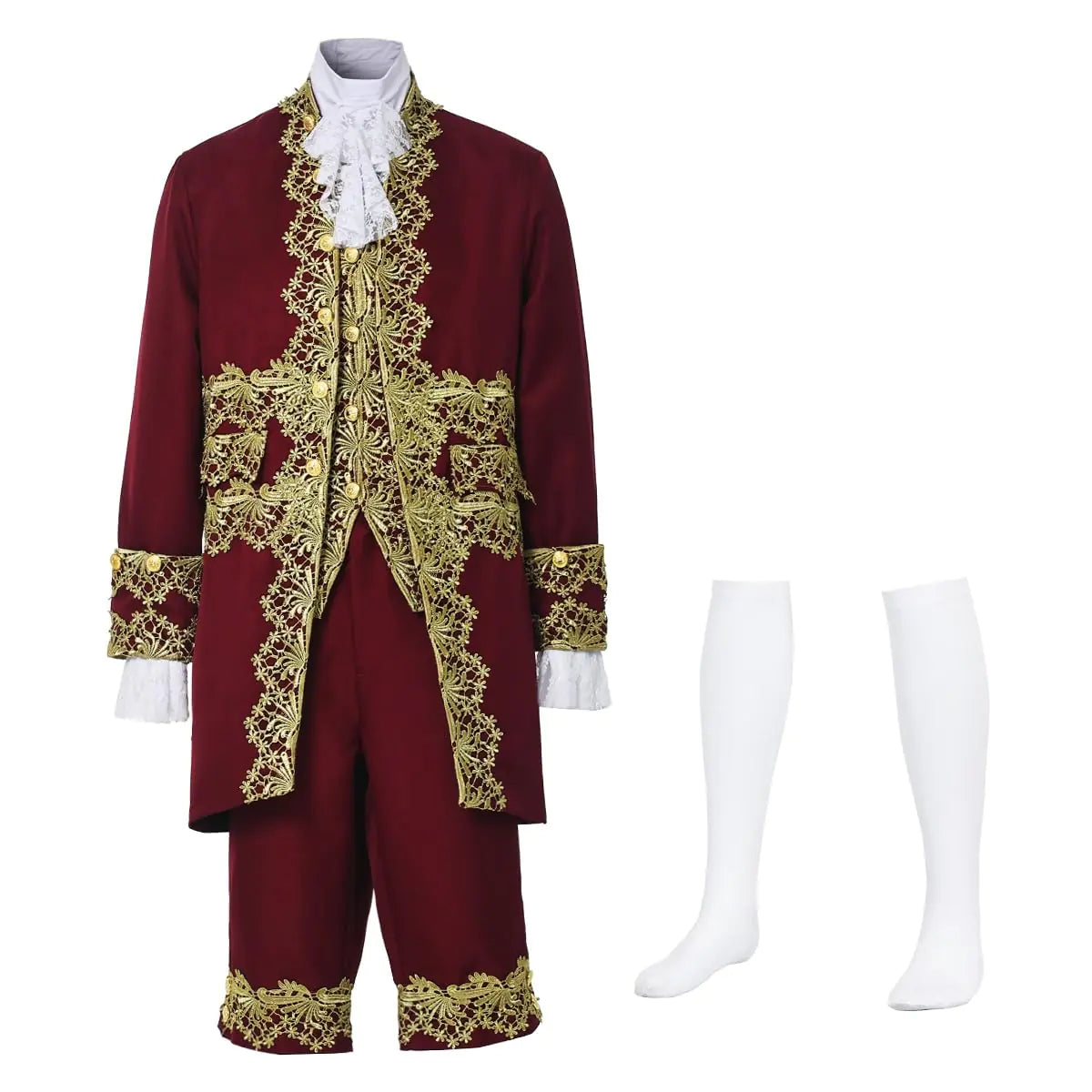 CAMDOM Mens Victorian Costume Suit Medieval Rococo Court Style Prince Cosplay Outfit Set Cosplay Fancy Dress