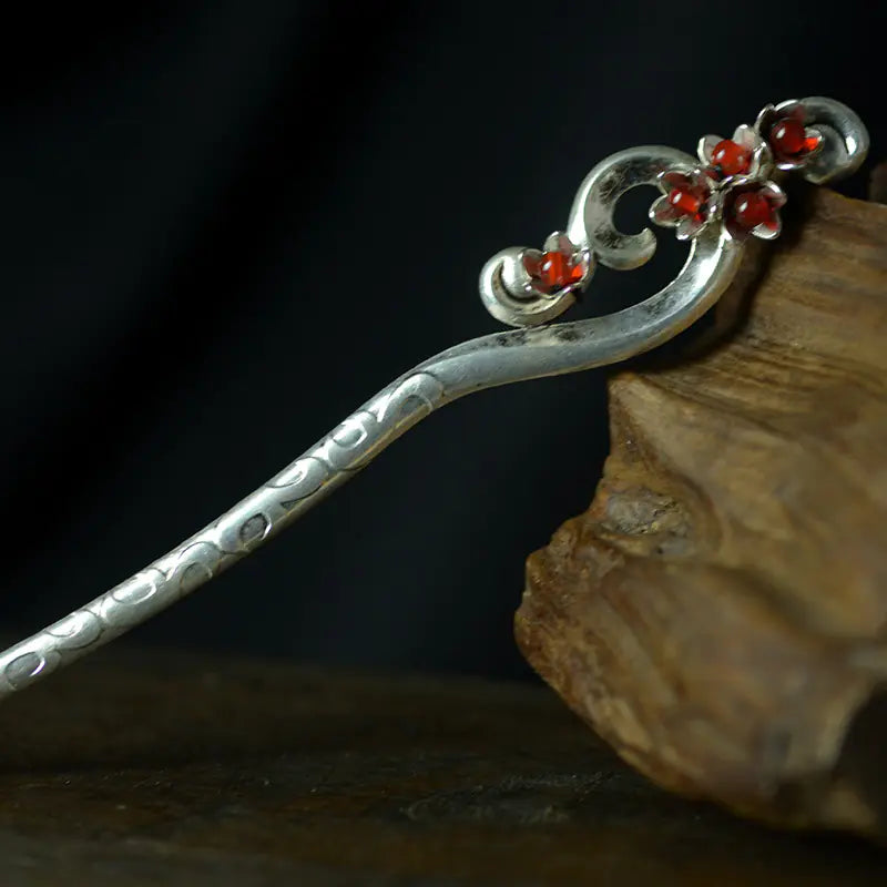 Vintage Silver Hairpin for Qipao and Ancient Costumes