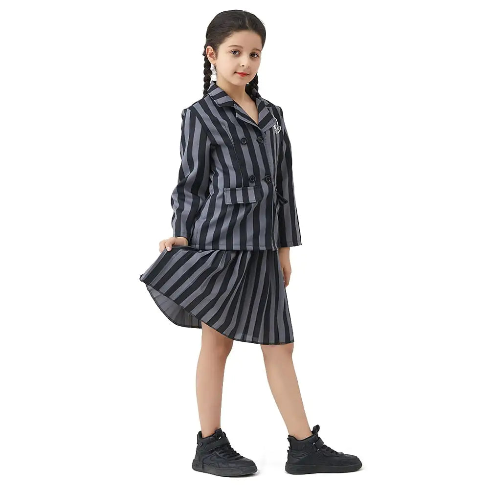 Halloween Wednesday Black Dress Cosplay Outfit