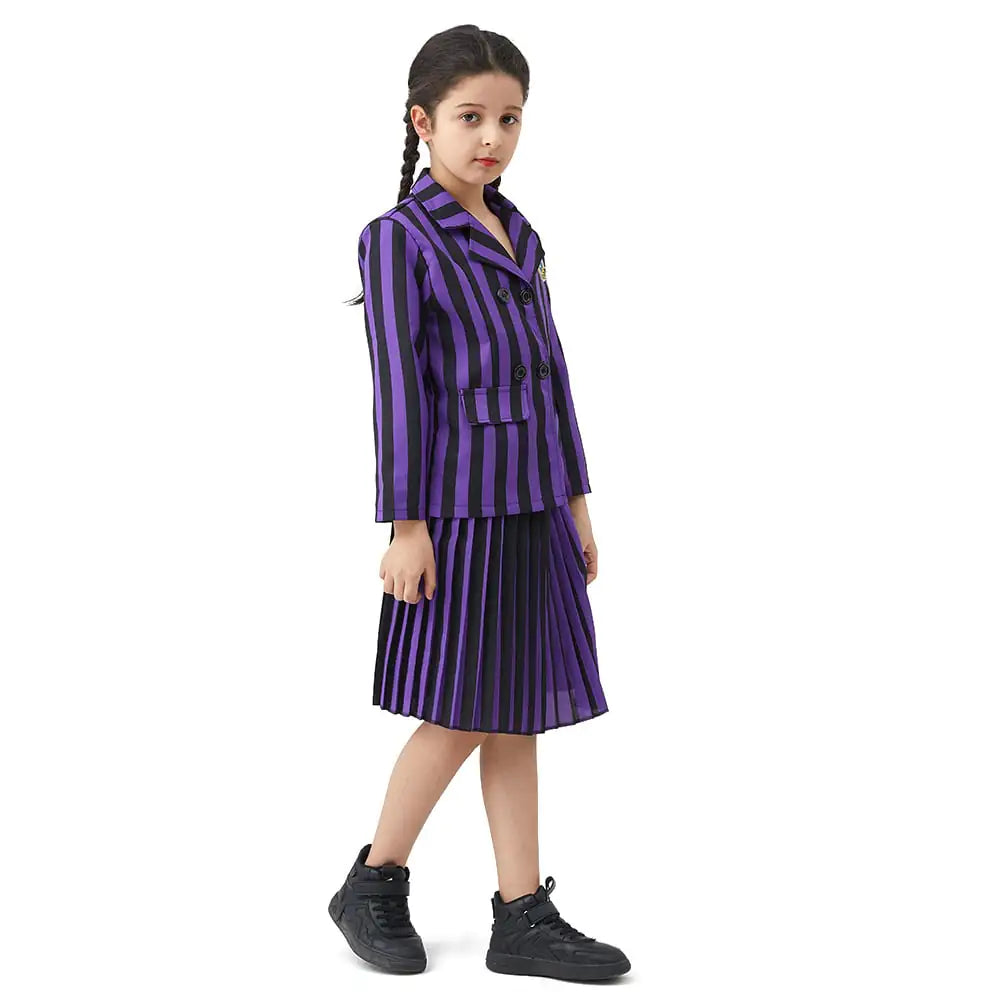 Halloween Wednesday Black Dress Cosplay Outfit