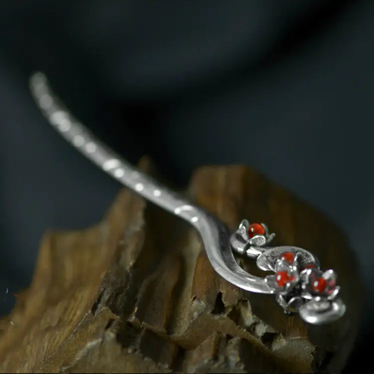 Vintage Silver Hairpin for Qipao and Ancient Costumes