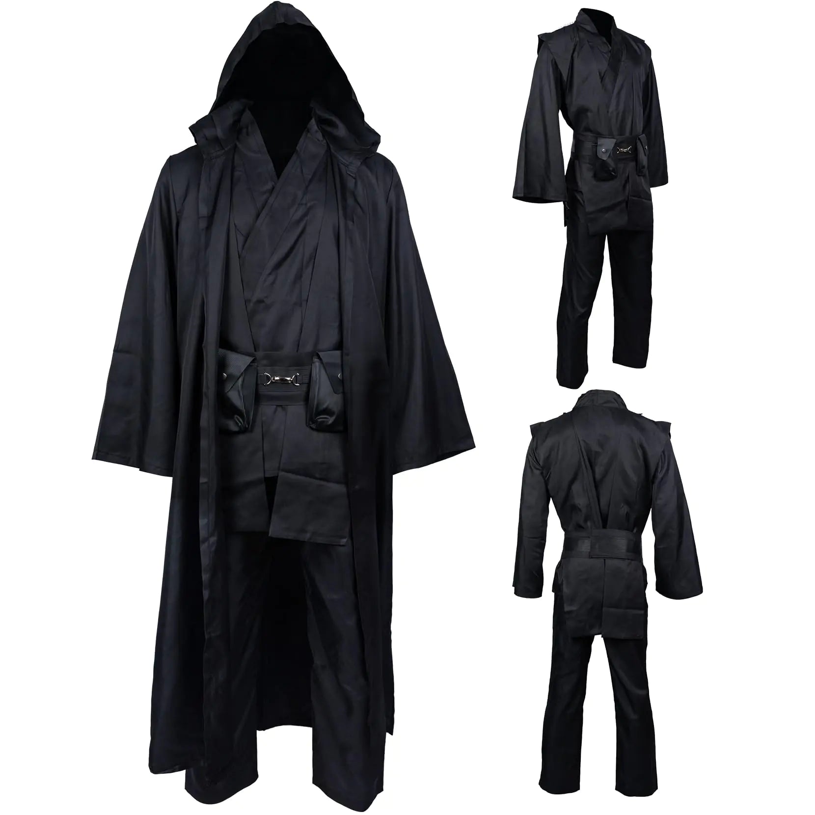 Adult Tunic Costume Mens Cosplay Costume Full Set Halloween Star Costume Cosplay Cloak (Black S)