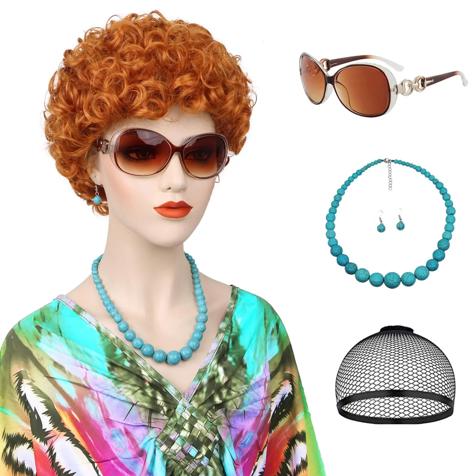 G&T Wig Red Orange Curly Wig