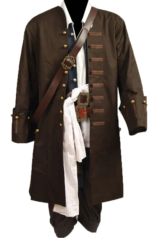 Mens Pirates Cosplay Costume Pirate Jack Outfit Coat Belt Cosplay Props Halloween