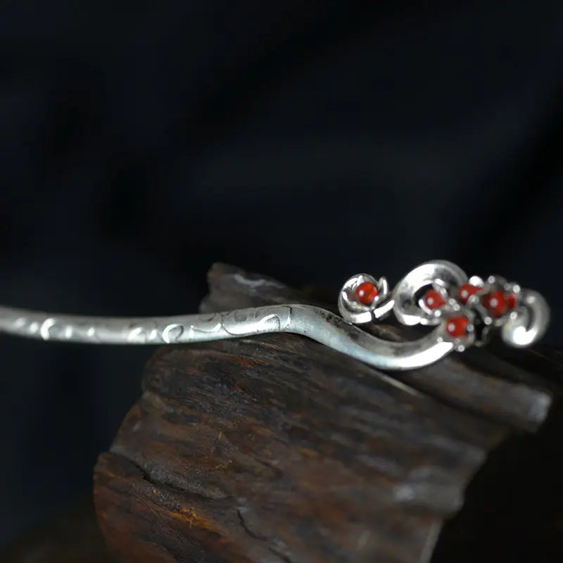 Vintage Silver Hairpin for Qipao and Ancient Costumes