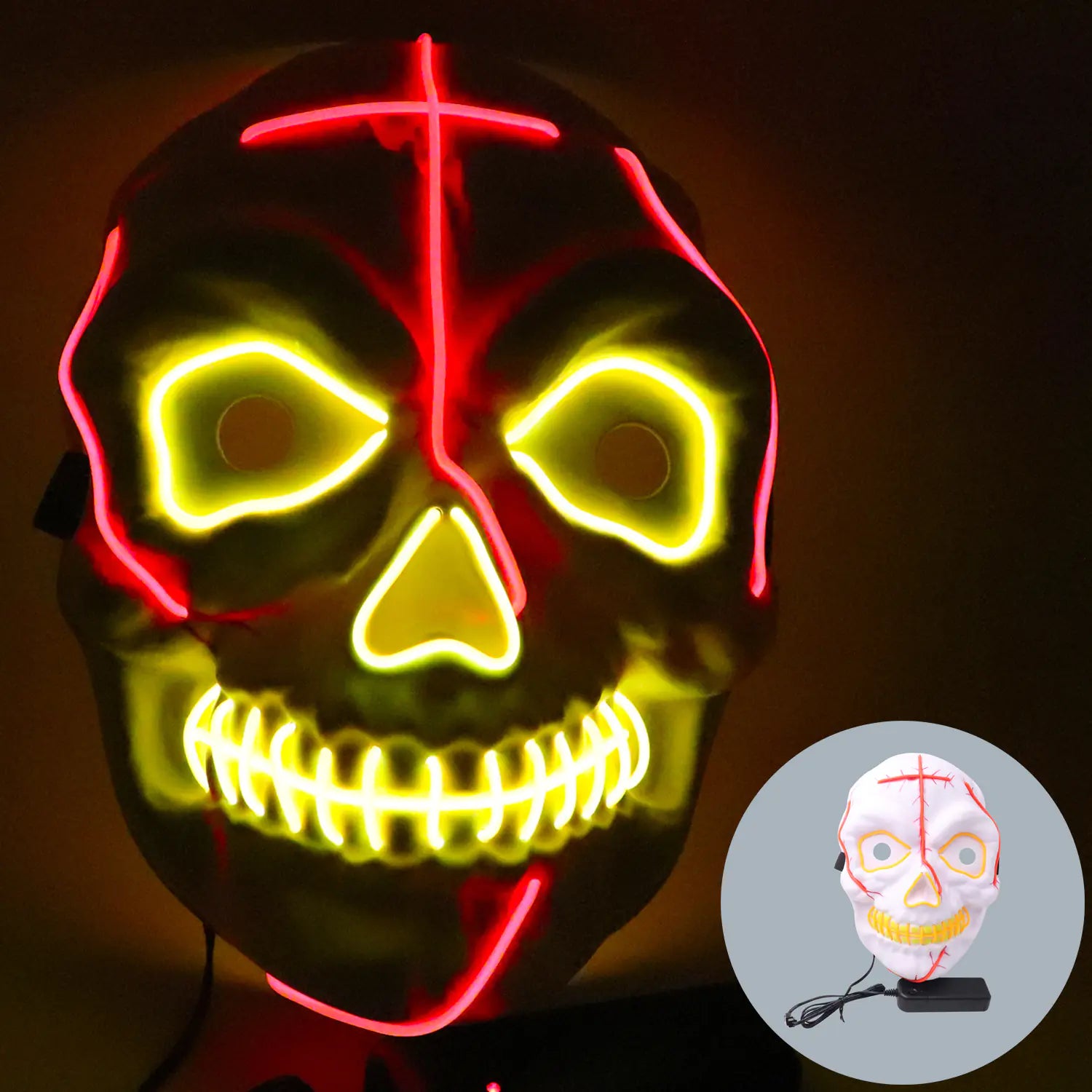 LED Skull Mask with Creepy Blood Effects for Halloween