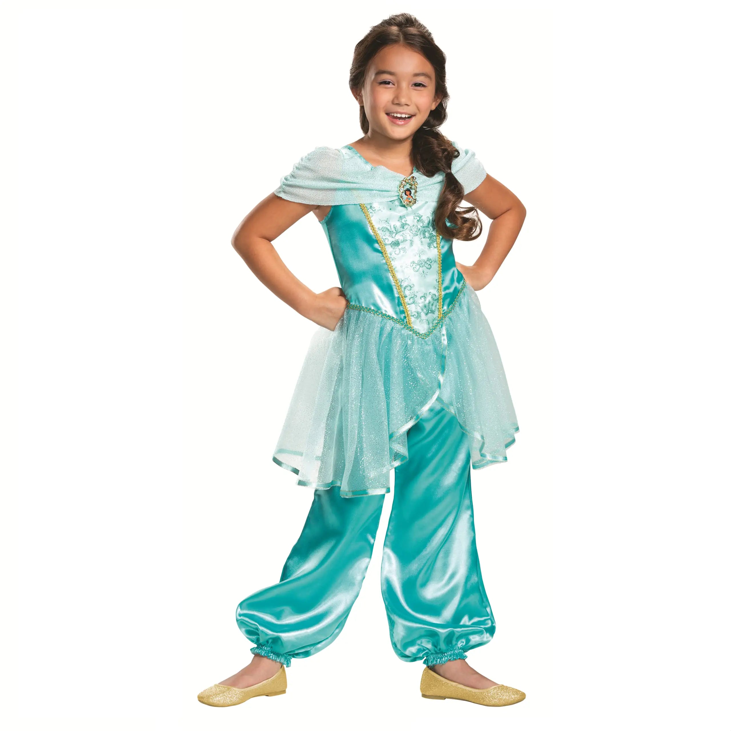 Disguise Disney Princess Jasmine Classic Girls Costume Teal M (7-8)